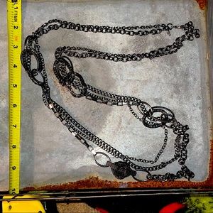 Black multi-chain long statement necklace!